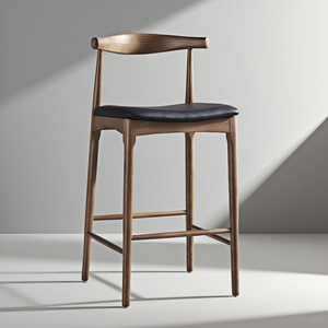바 및 주방을위한 등받이를위한 단단한 나무 카운터 높이 의자 현대 호두 높은 의자 및 레스토랑 식당 의자 가구 - Product Image 1