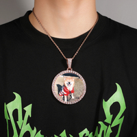 Pendentif photo personnalisé 68 mm en gros, plaqué or 18 carats et argent, pour bijoux Icy, collier souvenir avec logo, pendentif de Noël