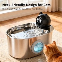 Fontaine à eau sans fil pour animaux de compagnie certifiée CE RoHS FC, 2,2 L, acier inoxydable 304, distributeur d'eau automatique intelligent pour chiens et chats