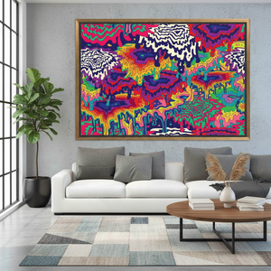 Psychedelic Stain Canvas Art: Modern Colorful Printed Wall Decor,<b>GOLD</b> <b>FRAMED</b> CANVAS - Product Image 3