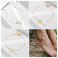 Chaîne de cheville à breloques en perles de culture, lustre raffiné, fabrication artisanale, ODM personnalisé, éco-responsable, fin, classique, pour le quotidien, souvenir, fait main, qualité bijoux