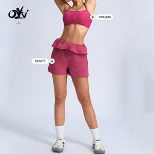 Shorts de Yoga con <span class=keywords><strong>Cintura</strong></span> Alta y Bolsillos Laterales, Diseño con Volantes en el Bajo, Leggings <span class=keywords><strong>Deportivos</strong></span> Cómodos con Cordón Ajustable - Product Image 6