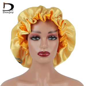Bonnets double couche imprimés avec logo intégral en satin <span class=keywords><strong>Bonnet</strong></span> pour cheveux en soie avec logo personnalisé pour femmes - Product Image 3