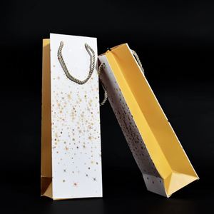 Luxury Custom Design Gold Foil Stamping Paper <b>Bag</b> Red Wine <b>Bottle</b> Gift Packaging <b>Bag</b> for Single Wine <b>Bottle</b> Thick Handles - Product Image 2