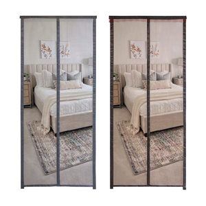 Pantalla de puerta de mosquitera barata hecha a medida de varios tamaños, cortina de puerta automática de cierre automático negro magnético manos libres - Product Image 5