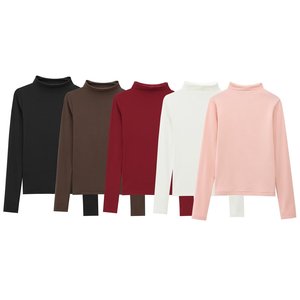 Femmes automne 2025 nouvelle mode et loisirs Joker <span class=keywords><strong>col</strong></span> haut mince bas chemise rétro femmes chic à manches longues <span class=keywords><strong>T</strong></span>-<span class=keywords><strong>shirt</strong></span> - Product Image 1
