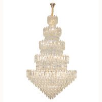 Grand lustre en cristal à 12 ampoules d'hôtel de luxe long et personnalisé pour escalier de salle de banquet de villa