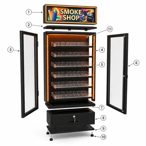 Exhibidores y Estantes Personalizados para Cigarrillos, Mueble de Exhibición para Cigarrillos sin Humo con <span class=keywords><strong>Puerta</strong></span> de Vidrio Templado - Product Image 2