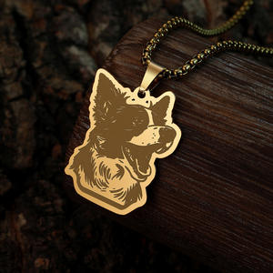 Collar con Colgante de <span class=keywords><strong>Border</strong></span> <span class=keywords><strong>Collie</strong></span> Hecho a Mano Estilo Punk - Acero Inoxidable con Imitación de Perla y Diamante, Joyería Elegante para Bodas - Product Image 5