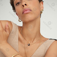 Gemnel Collier de bijoux de dernière conception en or 14 carats, cercle imbriqué de deux tons