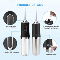 Hydropulseur dentaire noir de qualité supérieure, étanche IPX7, irrigateur buccal sans fil, nettoyeur dentaire pour l'élimination du tartre