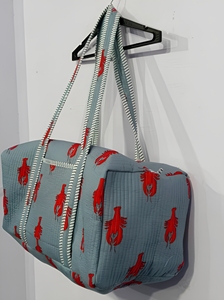 Indian Handmade Comfortable Cotton Fabric Quilted Duffle Bag for Women Casual Travel Weekender <b>Zipper</b> Shopping Shoulder - Product Image 3