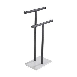 Portasciugamani verticale da appoggio in acciaio inossidabile spazzolato effetto marmo, mobile, con doppio portasciugamani per asciugatura mani e stoccaggio - Product Image 5