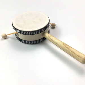 Wholesale Natural Wood Rattle <b>Drum</b> Double Sided Hand Shake Tambourine Baby Shaker Toy <b>For</b> Toddler Auditory Sensory - Product Image 4