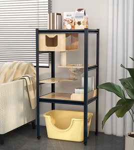 Résidence d'intérieur moderne de luxe pour animaux de compagnie Rectangle raffiné Matériaux écologiques Bois massif avec fermeture à bouton-pression pour chats et chiens - Product Image 1