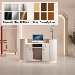 Mostrador de Recepción de Diseño Sencillo para Clínica Pequeña, Caja Registradora, Salón de Belleza, <span class=keywords><strong>Escritorio</strong></span> Frontal Blanco Pequeño - Product Image 5
