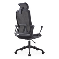 Chaise d'appoint en tissu de couleur noire Fauteuil pivotant à base inclinable doux avec chaise de bureau pour appuie-tête