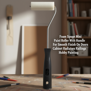 <b>Foam</b> Sponge <b>Mini</b> Paint <b>Roller</b> With Handle For Smooth Finish On Doors Cabinets Radiators Railings Hobby Painting - Product Image 3