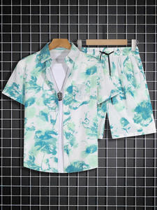 <span class=keywords><strong>Chemise</strong></span> à <span class=keywords><strong>fleurs</strong></span> hawaïennes décontractée <span class=keywords><strong>pour</strong></span> hommes <span class=keywords><strong>pour</strong></span> costume de plage d'été en popeline fine <span class=keywords><strong>pour</strong></span> les vacances en bord de mer et les voyages en couple - Product Image 3