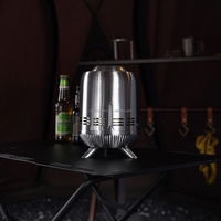 Poêle à granulés sans fumée, portable, rond, en acier inoxydable, pour chauffage extérieur, barbecue, camping, foyer de table