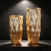 Vases à fleurs dorés et noirs pour la décoration d'hôtel, vase à fleurs haut de gamme, décoration de jardin, grands pots