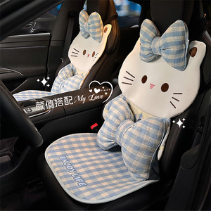 Housse de siège de voiture en coton motif chat de dessin animé, ensemble complet, antidérapante, décorative, pour toutes les saisons - Product Image 3