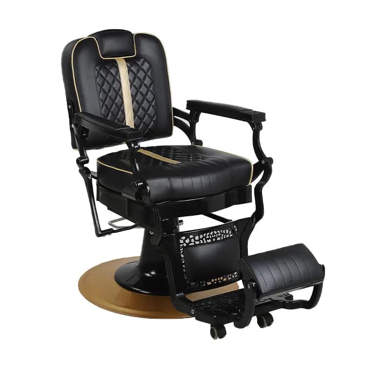 Good quality factory directly shops equipped salons babershop vintage hair salon furniture reclining gold barber chair