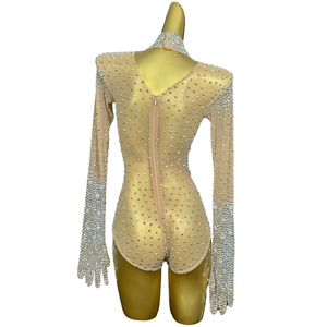Body Sexy de Manga Larga con Pedrería para Mujer, Traje de Fiesta, Atuendo para Festival, Leotardo para Danza Aérea, Disfraz de Bailarina para DJ, Espectáculo en <span class=keywords><strong>Las</strong></span> Vegas - Product Image 4