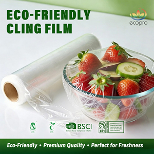 Compostable Soft Food Grade Cling Film Food <strong>Wrap</strong> with Cutter BPA-Free Stretch Certified <strong>Clear</strong> - Product Image 2