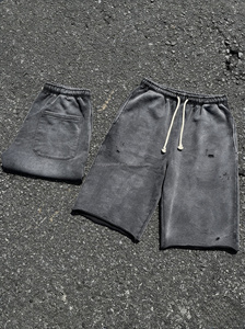Custom Cargo Shorts <b>Hip</b> Hop 100%Cotton Short Pants <b>for</b> Men Vintage Washed Shorts Men Distressed - Product Image 2