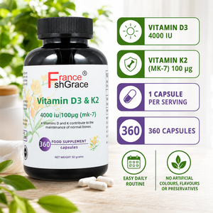 Fabricant de compléments alimentaires Shecome Vitamine D3 K2 pour la santé osseuse, 360 capsules de Vitamine D3 K2 - Product Image 2