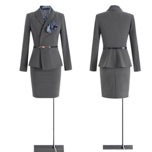 Tenue de travail pour femme en velours anti-froissement, deux pièces, pour l'automne et l'hiver, entretien d'embauche, enseignante, trajets domicile-travail, réceptionniste d'hôtel, tenue professionnelle - Product Image 5