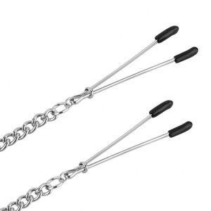 Abrazaderas para pezones de sujeción Bondage de venta superior <span class=keywords><strong>2022</strong></span> con Clip de pecho de Metal de cadena larga para hombre y mujer - Product Image 2