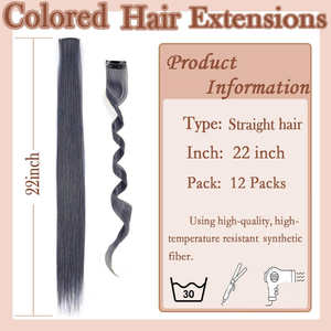 Extensions de cheveux de marques nationales, 60 cm, lisses, teintes, en fibre haute température, lot de 5 pièces pour femmes, style Miss - Product Image 3