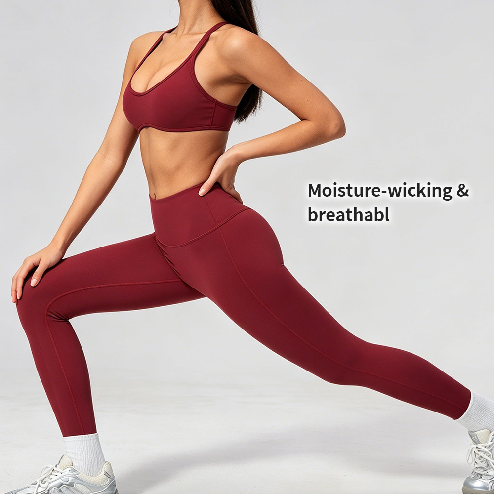 High Waist Yoga Leggings Off-the-Shoulder Print Sports Bra Set Women's Breathable Four-Way Stretch Fitness Outfit Moisture