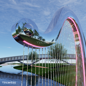 Vincentaa peut être personnalisé Sculpture de <span class=keywords><strong>harpe</strong></span> de haute qualité en acier inoxydable éclairage Art Sculpture usine - Product Image 6