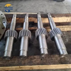 High Quality Casting Steel Large Sugar Cane Crusher Roll Sugar Mill Groove Top Roller Shaft Helical Large Gear Shaft