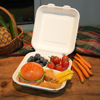 3 emballages à clapet compostables écologiques, à emporter pour le déjeuner, conteneurs alimentaires à emporter, pâte de bagasse jetable, à clapet de canne à sucre