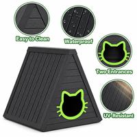 Maison pour chat d'extérieur, abri imperméable avec double entrée, maison pour chat en PP durable pour animaux de compagnie de jardin