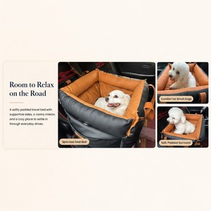 Coprisedile per <span class=keywords><strong>auto</strong></span> in pelle verde salvia con rivestimento interno color oliva pastello, in cotone di lusso moderno, con pompon in peluche color matcha, arancione e marrone chiaro - Product Image 3