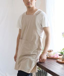 Wholesale Cotton Linen No Tie Vintage <b>Kitchen</b> <b>Aprons</b> Custom Logo Printing for Chef Cooking Baking Restaurant - Product Image 1