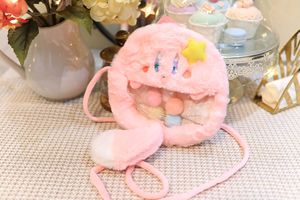 Hecion thời trang túi trường món quà sinh nhật mềm Fluffy <span class=keywords><strong>Kirby</strong></span> <span class=keywords><strong>2</strong></span> màu sắc sang trọng túi 20 cm trẻ em trẻ em ba lô Vai Túi - Product Image 5