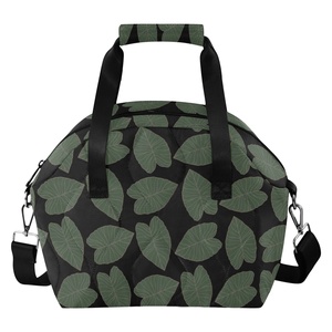 Sac fourre-tout isotherme matelassé à imprimé feuille Aloha, vert hawaïen Kalo, design personnalisé, avec bandoulière amovible - Product Image 1