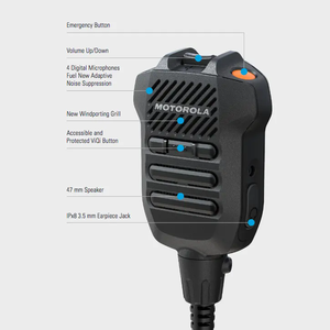Micrófono Altavoz Remoto con Cable PMMN4123A PMMN4123 <span class=keywords><strong>para</strong></span> Walkie Talkie Radio de Dos Vías Motorola APX Next Material de Plástico - Product Image 2