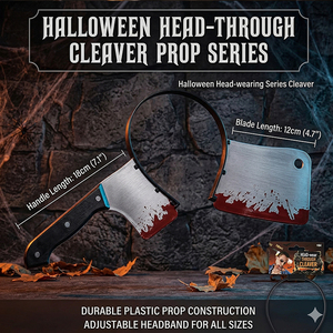 Accesorios de Disfraces de Zombi para Fiesta de Halloween, Hacha de Juguete Hecha a Mano con Diseño de Cabeza de Asesino, Impresión en 3 Colores - Product Image 1