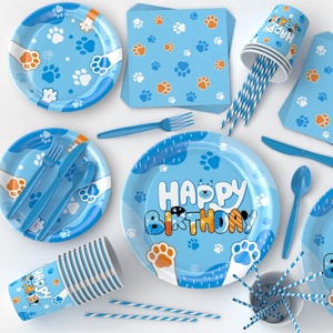 Blue Cartoon Dog Themed Plates and Napkins Are Designed for Children's Themed Birthday Parties - Product Image 5