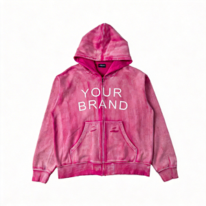 Sweat à capuche oversize pour homme, en coton de haute qualité, avec logo personnalisé brodé et appliqué, effet délavé à l'acide, manches classiques - Product Image 1