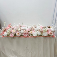 DKB - Camino de Mesa Decorativo para Bodas, Rosas Artificiales de Seda Roja, Centro de Mesa y Camino de Mesa Floral