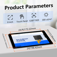 Écran LCD TFT 8 pouces, module IPS 1200*1920, interface MIPI avec écran tactile