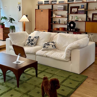 Sofá Seccional Modular Wabi-Sabi para Apartamentos Pequeños, Diseño Rectangular Simple de Tela, Esponja Comprimida al Vacío, Tipo Nube